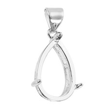 Blank Pendant Tray, 10 x 15 mm Drop-Shaped Bezel Tray Setting, Silver