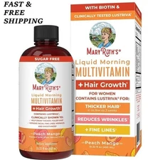 NEW MaryRuth's Liquid Morning Multivitamin Hair Growth Peach Mango flavor 