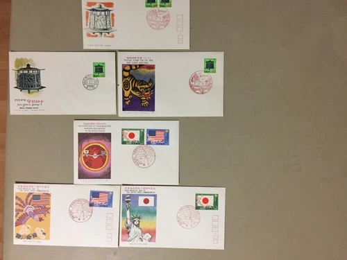 Six Japan fdc.Each three same stamps,diff pictures