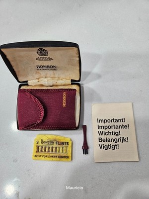 Vtg Ronson Varaflame England Butane Gas Pocket Lighter 1950s MONO ACC XMAS 1957
