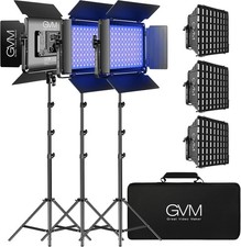 GVM RGB LED Video Light Kit 1000D Photography Lighting 3 Pack