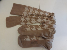 vtg ALDER OVER THE KNEE SOCKS HOUNDSTOOTH FOOT NOS TAN WHITE SCHOOL 9-11