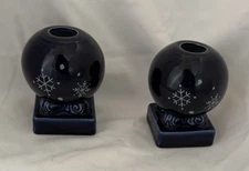 Cobalt Snowflake Bulb Candle Holder -Fiesta Post ‘86 Betty Crocker Collectable