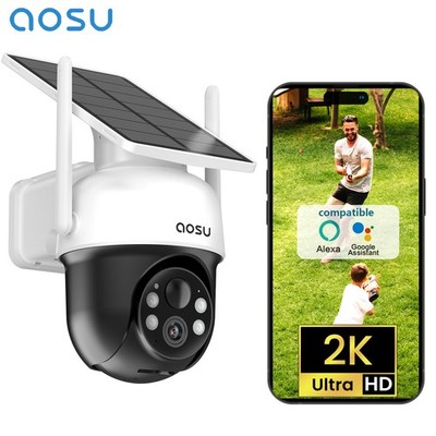 AOSU Solar Security Camera Outdoor Wireless Home Surveillance works with Alexa