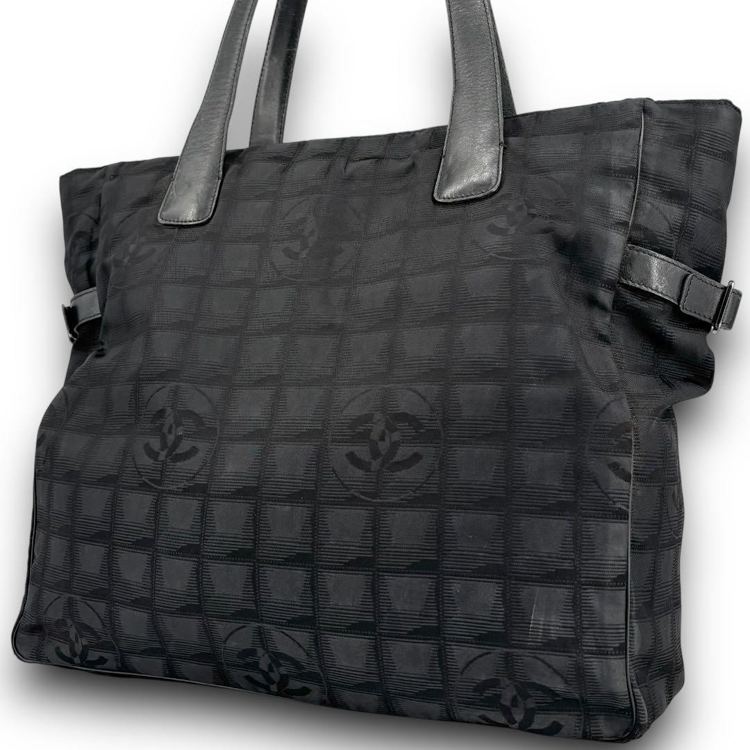 CHANEL Coco Mark Nylon Travel Tote Bag Black PG30BD