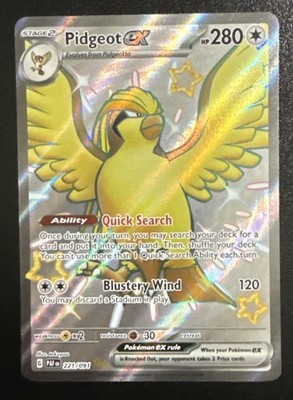Pidgeot EX 221/091 Paldean Fates Holo Full Art Mint/Near Mint Condition