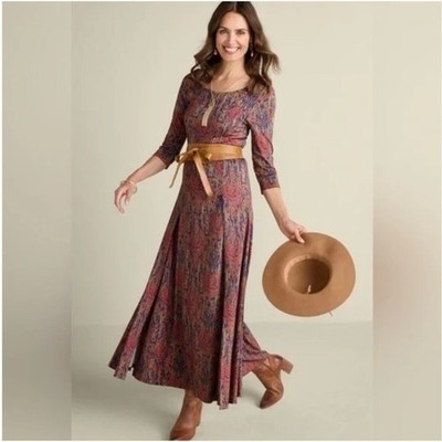 SOFT SURROUNDINGS Alcott Maxi Dress Rustic Country Boho Grannycore Tapestry 2X