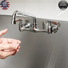 Wall Mount Commercial Sink Faucet 8" Centers 12" Swing Spout 1 2 3 Compartment