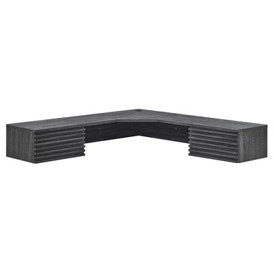Modway Render Wall Mount Corner Modern Wood Office Desk in Charcoal