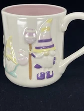 Carrot Patch Cottage Gnome Ceramic Coffee Mug Spring Pastel Pink Inside Color