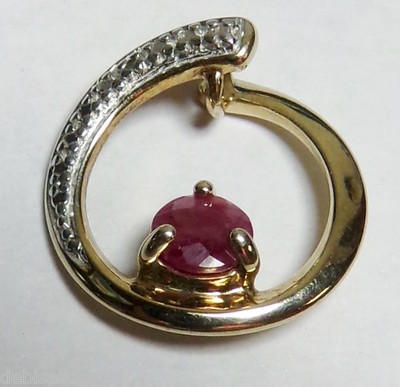 Gold over Sterling Silver Natural Ruby Round Eternity Pendant Ladies Valentine's