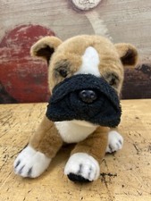 FAO Schwarz BULL DOG Plush Dog Stuffed Animal Black Brown