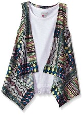 Limited Too Toddler Girls Knit Top and Vest Set, 3156 Multi, 4T