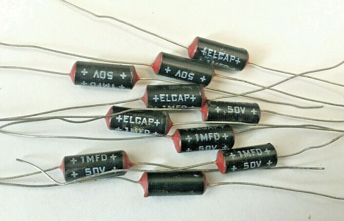 10 pcs. ELCAP 1uF 50v Bipolar Non-Polarized Axial Capacitor 1 µF MFD | eBay