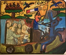 JABER 1938-2021  SUR PANNEAU BOIS CONTRE PLAQUÉ    MIXTE ET COLLAGE 60 X  49,5