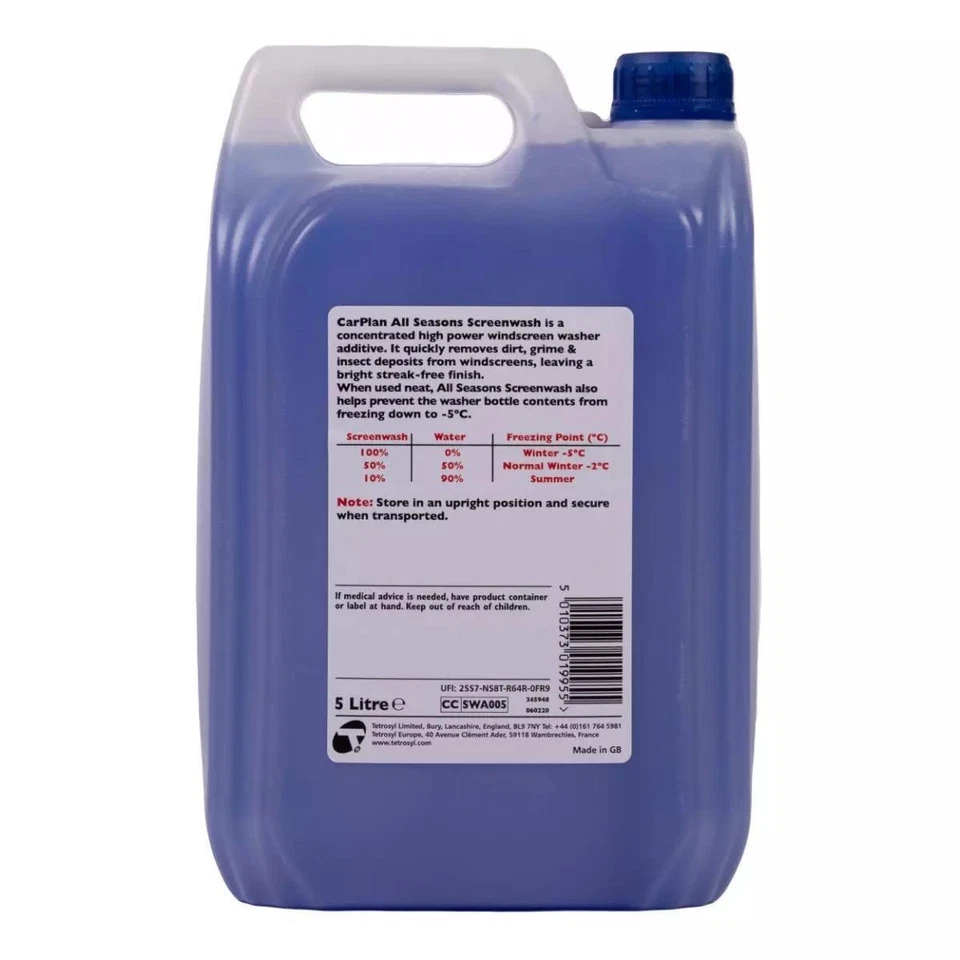 CarPlan All Seasons Concentrated Screenwash 5L x4 Windshield Washer Fluid 20L - Image 4 of 4