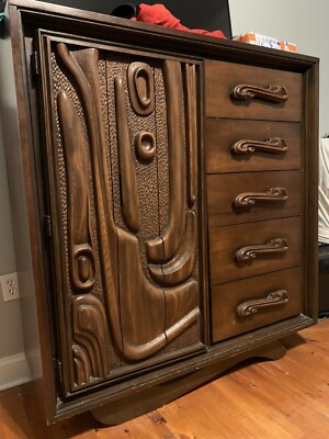 イマン スクエアストッカー アンティーク Witco Pulaski Oceanic MidCentury Highboy Brutalist Armoire*PLEASE