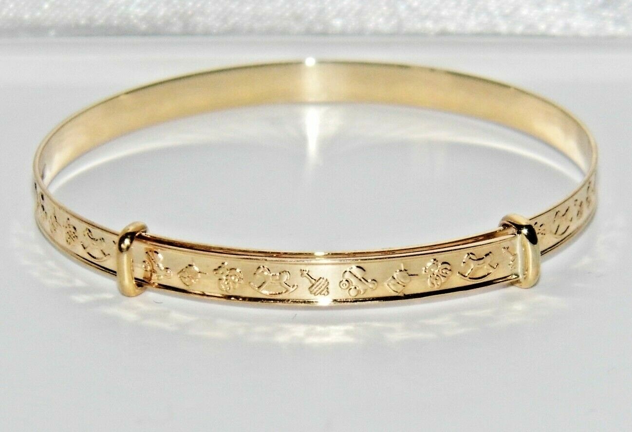 NEW Solid 9ct Gold Embossed Expanding Baby Bangle UK Hallmarked eBay