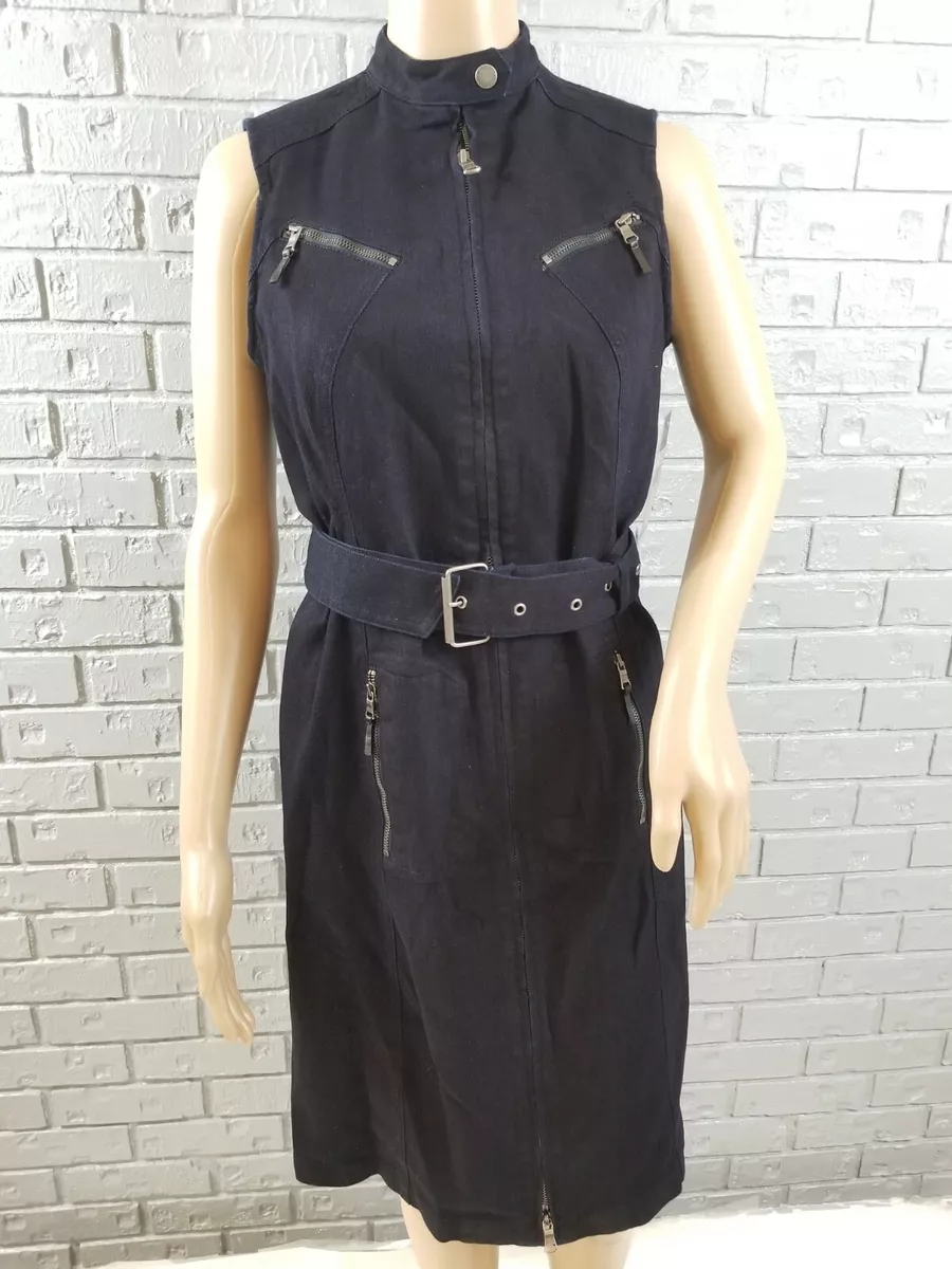 Lauren Jeans Co Ralph Lauren Black Denim Dress Zip Up Zippers