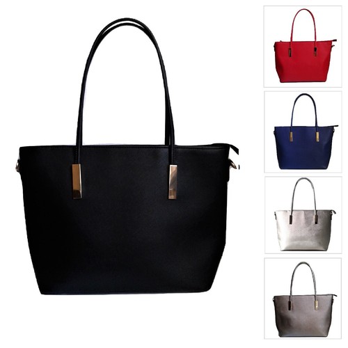 Borsa Donna Nera Grande ecopelle BAULETTO TRACOLLA A MANO SPALLA HANDBAG  RIGIDA | eBay
