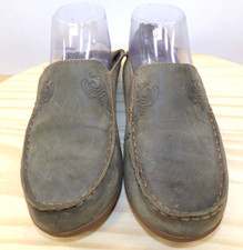 Olukai Nohea Nubuck Slip On Shoes Womens Green Size 7 Loafers Nubuck Leather