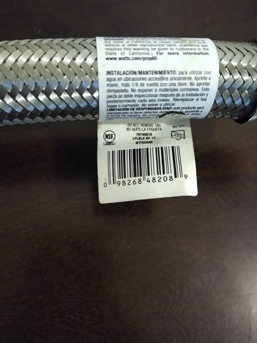 Watts Water Heater Connector Braided Stainless Steel 3/4"FIP x 3/4"FIP x 12" NEW - Picture 8 of 8