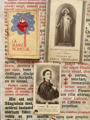 RARE LOT REVEREND's RELICS of St. Galgani : ex-Vestibus + booklet + Holy card !