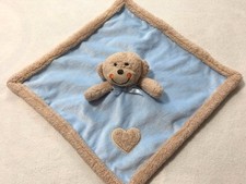 Blankets  Beyond Blue Tan Plush Monkey Teddy Bear Heart Orange Security Blanket