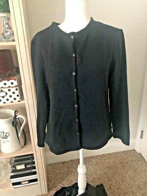 NWT Sz S ROUTE 66 Black Rib Knit SNAP FRONT Cardigan Spring SWEATER Cotton
