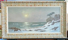 Listed Gerhard Lukas Larsen (1911 - 1965) O/C seascape ocean waves 47" x 27" 