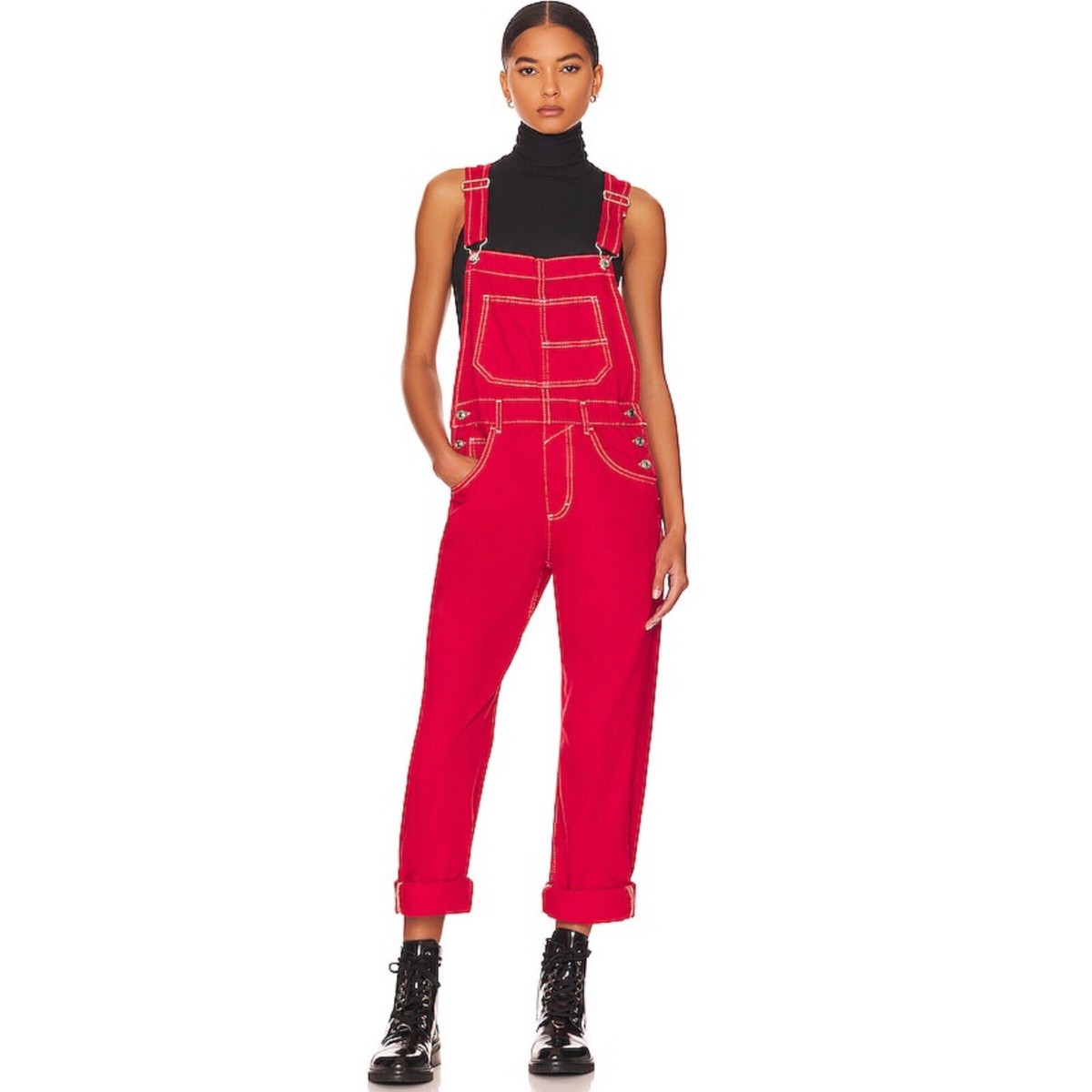 We The Free Ziggy Denim Overalls Heart Eyes Red XS | eBay