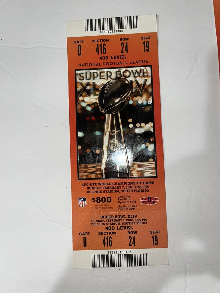 NUEVO SIN USAR SUPER BOWL XLIV 2010 (44) ENTRADAS AUTÉNTICAS COMPLETAS (2) COMO NUEVO Foto 4 de 4