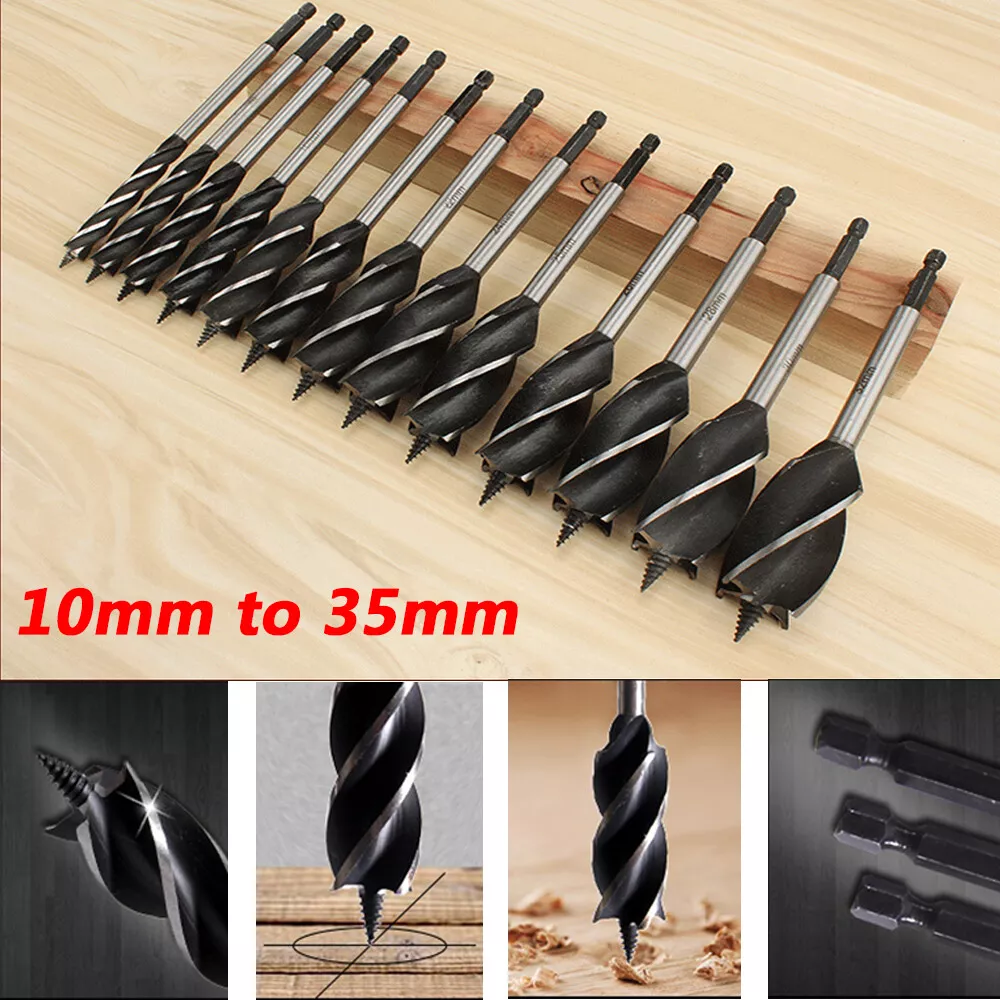 10mm to 35mm Auger Wood Drill Bits Self Centering Cutter Bit 1 4