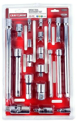 #ad Craftsman 20 Piece Drive Tool Accessory Set 1 4 3 8 1 2 inch Extension Adapters $54.99
