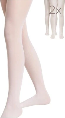 2 Collant Pour Enfant blanc Fille 4ans 5ans 6ans 7ans 8ans 9ans 10 ans - Photo 1/4