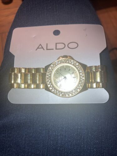ALDO Vintage goldfarben Quarz Analog Damenuhr Gr. 6 Zoll benötigt Batterie