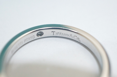 Tiffany & Co. Pt 950 Elsa Peretti 1P Diamond Band Ring 7.5