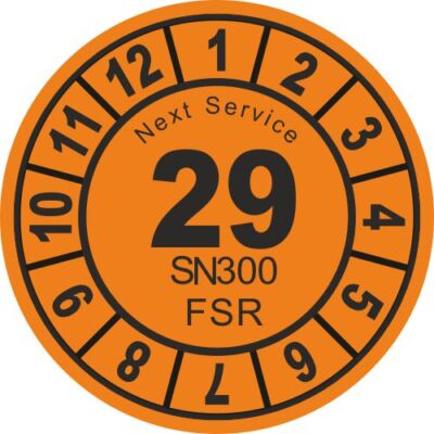 Prüfplakette Next Service  SN300 FSR Jahr : 24 - 29   Größe :  20 - 37 mm (1204)