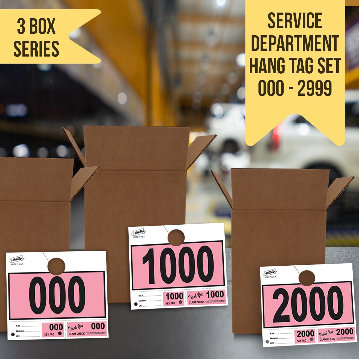 Versa-Tags 3000 Pink Automotive 3 Part Dispatch Numbers Mirror Hang ...