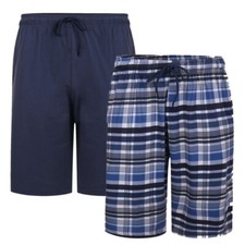 KAM Men's Big Size Twin Pack Check And Plain Shorts KBS875 XXL-8XL, Navy