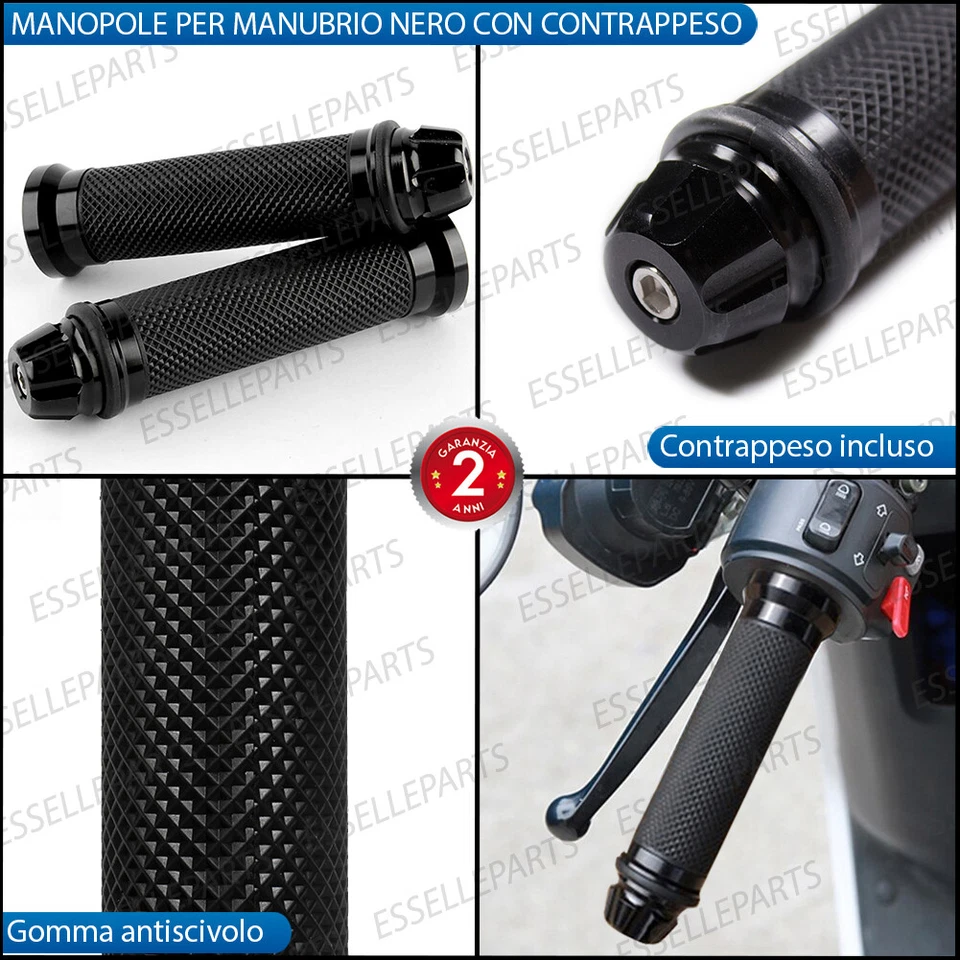 MANOPOLE MANUBRIO ANTISCIVOLO NERO CON CONTRAPPESI PER APRILIA SCARABEO (50) - Immagine 2 di 4