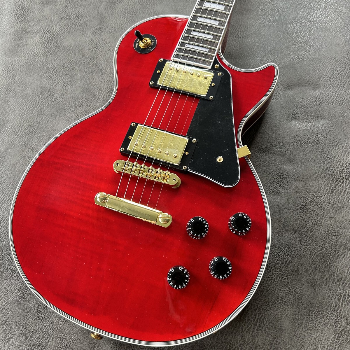 Custom Red LP-Style Electric Guitar w/ Gold Fixed Bridge & HH