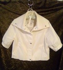 N Y White Jacket Med. Ladies Light 3/4 Sleeve, Full Zip w/Pockets