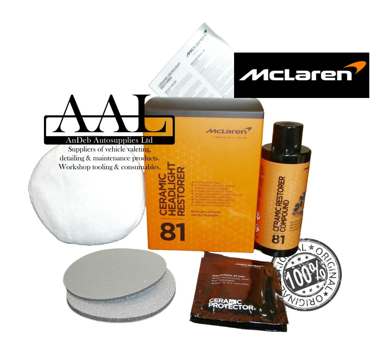 MCLAREN CERAMIC HEADLIGHT RESTORER KIT #81 Renovates yellow dull headlights.