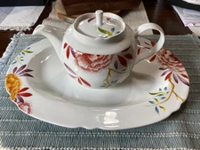 SPODE LUCIA 15" RECTANGULAR PLATTER  PLUS TEAPOT WITH LID NEW OPEN STOCK