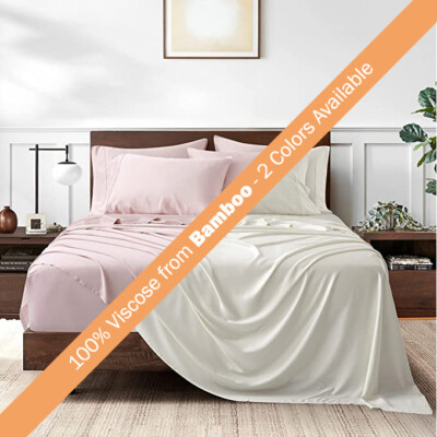 Premium 400 Thread Count Bamboo Sheet Set, 100% Viscose from Bamboo