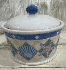 Favorite Things OPULENT SHELL Ceramic Bathroom Trinket Box Beach Decor