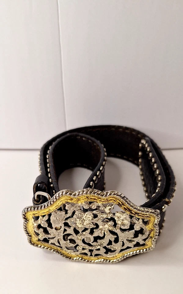 Cinturón Western De Colección EXPRESS Cuero Tachonado con Hebilla Talla L Grunge Vaquera Núcleo Foto 3 de 4