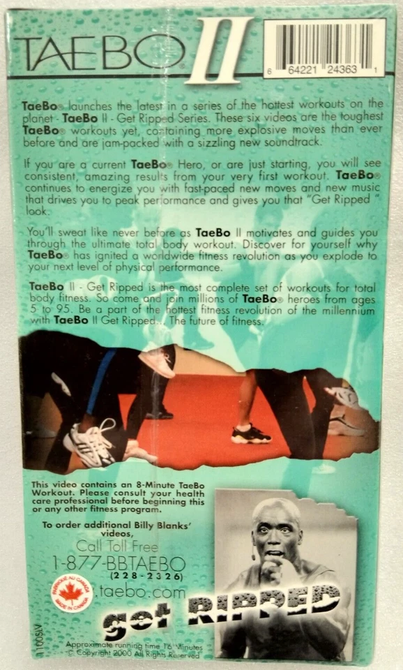 VHS TAE BO 2 Get Ripped 8-Minute Workout Billy Blanks - NEW - Image 2 of 4