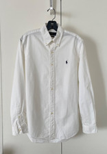 Ralph Lauren Garment-Dyed Oxford Shirt, White, Classic Fit, Small.